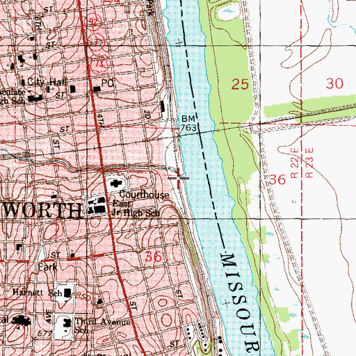 Topographic Map of Threemile Creek, KS