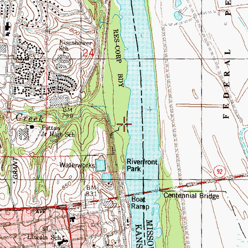 Topographic Map of Corral Creek, KS