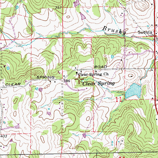 Topographic Map of Clear Spring, AR