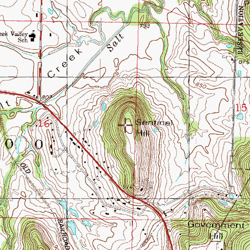 Topographic Map of Sentinel Hill, KS