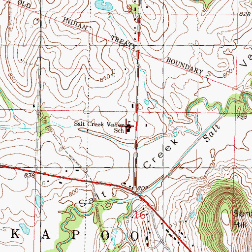 Topographic Map of Salt Creek Valley Elementary School, KS