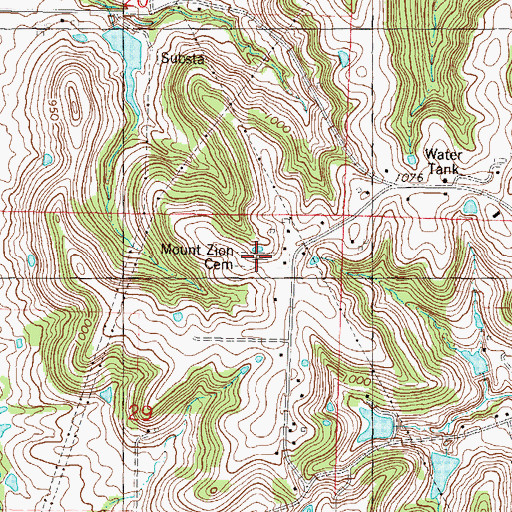 Topographic Map of Mount Zion Cemetery, KS