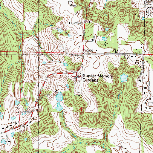Topographic Map of Sunset Memory Gardens, KS
