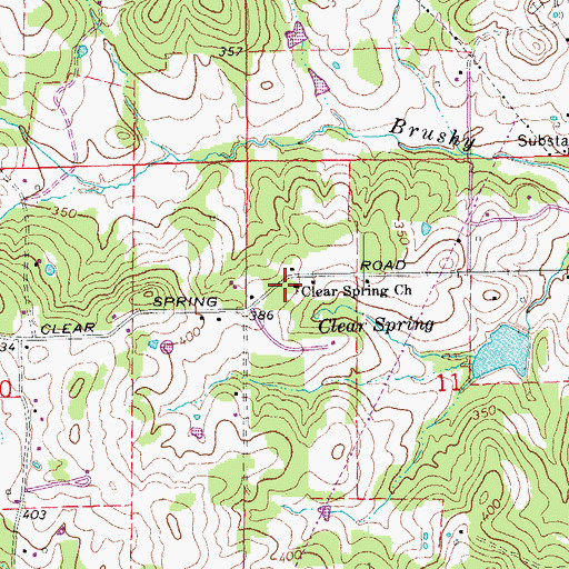 Topographic Map of Clear Spring Church, AR