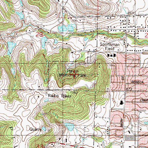 Topographic Map of Haven Memorial Park, KS