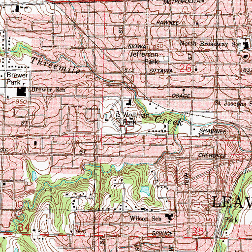 Topographic Map of Wallman Park, KS