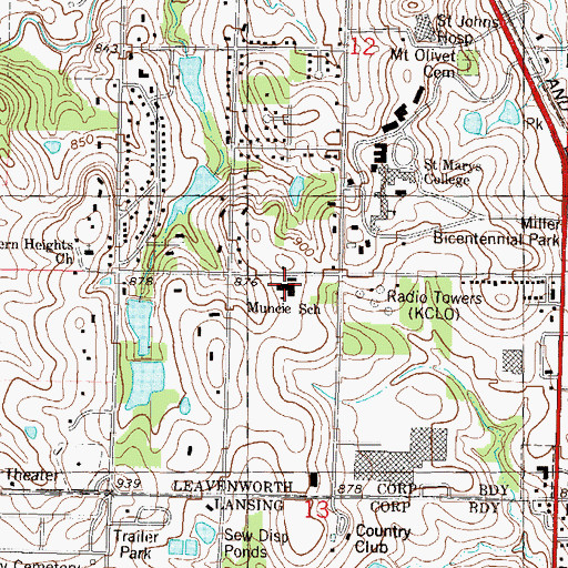 Topographic Map of Xavier Elementary School, KS