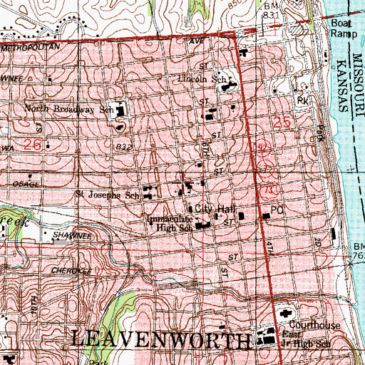 Topographic Map of Saint Paul Lutheran School, KS