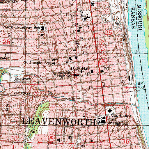 Topographic Map of Immaculata High School, KS