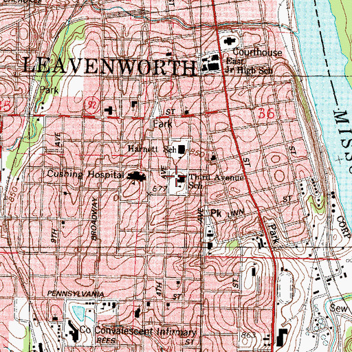 Topographic Map of Ben Day Elementary School, KS