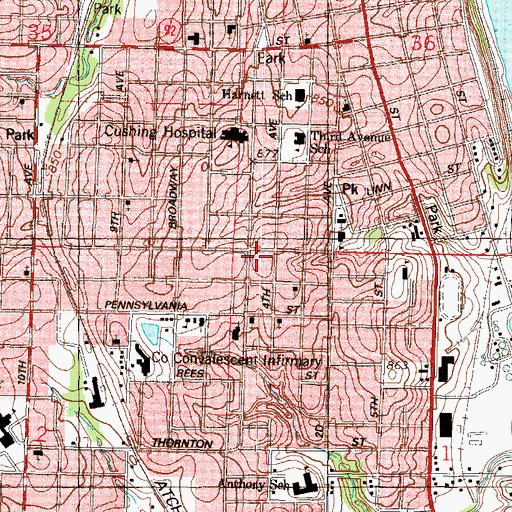 Topographic Map of Fifth Avenue School, KS