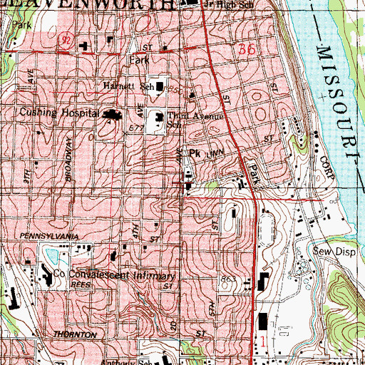 Topographic Map of Sacred Heart Primary School, KS