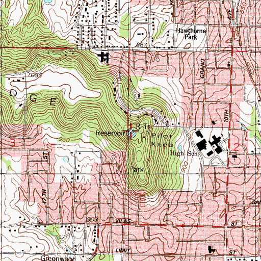 Topographic Map of Pilot Knob, KS