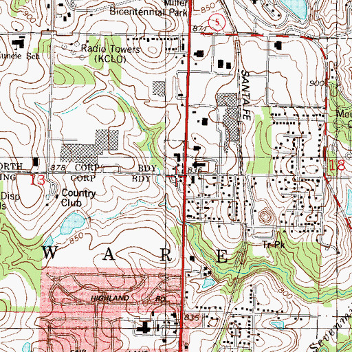 Topographic Map of Richardson, KS
