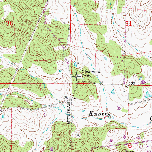 Topographic Map of Clearview Cemetery, AR