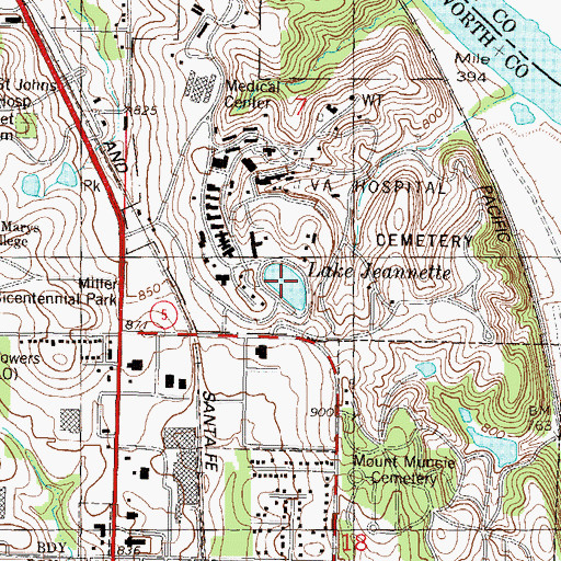 Topographic Map of Lake Jeanette, KS