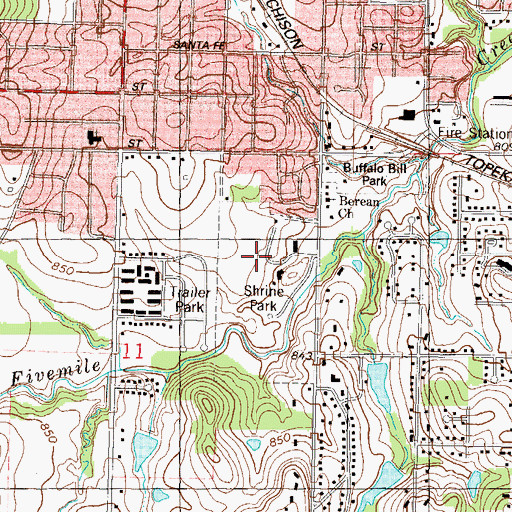Topographic Map of Shrine Park, KS