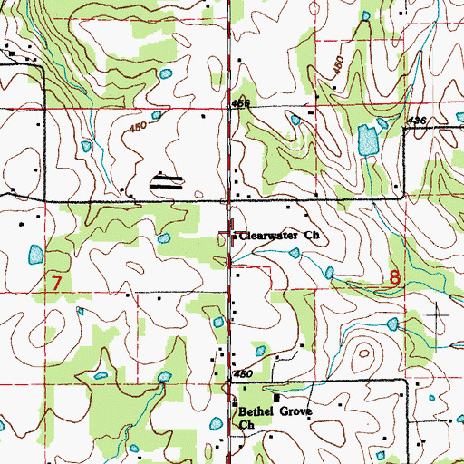 Topographic Map of Clearwater Church, AR