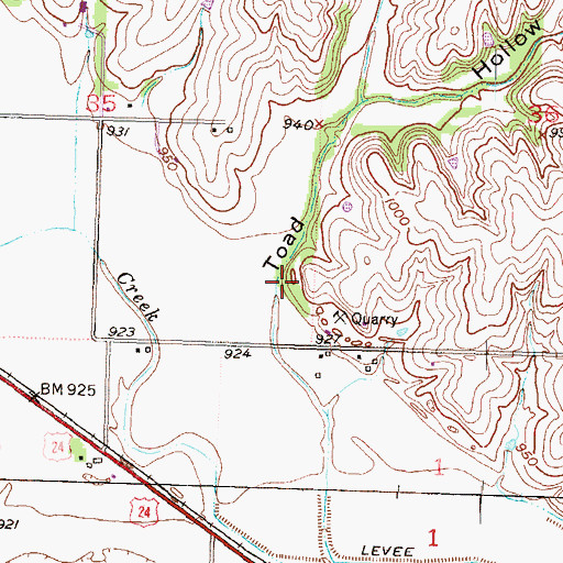 Topographic Map of Toad Hollow, KS