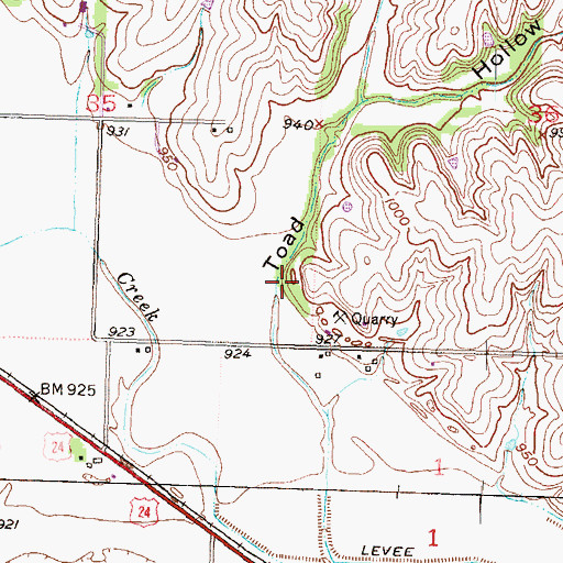 Topographic Map of Toad Hollow, KS