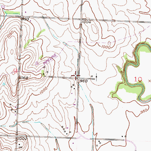 Topographic Map of Twin Rose School, KS
