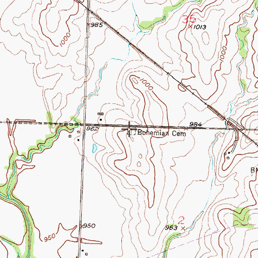 Topographic Map of Czech - Moravian Cemetery, KS