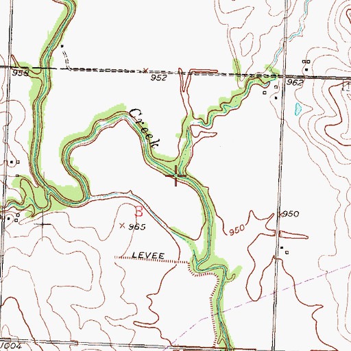 Topographic Map of Coryell Creek, KS