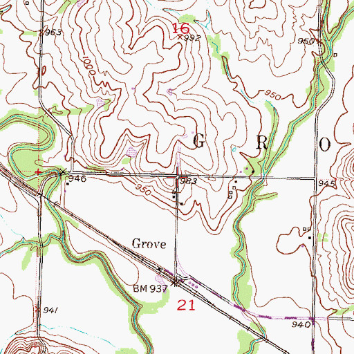 Topographic Map of Township of Grove, KS
