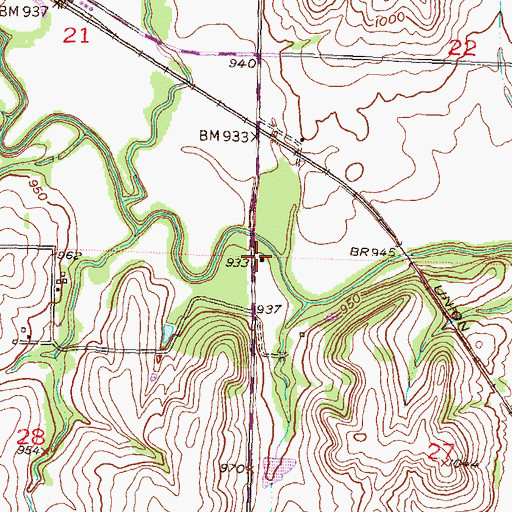 Topographic Map of Forest Bluff School, KS