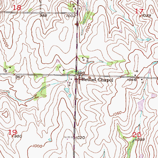 Topographic Map of Bethel Community Church, KS