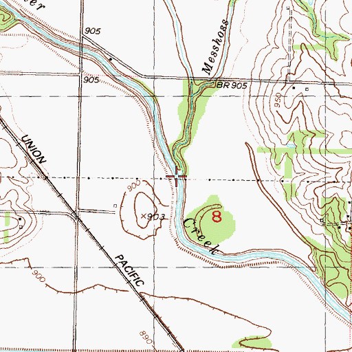 Topographic Map of Messhoss Creek, KS