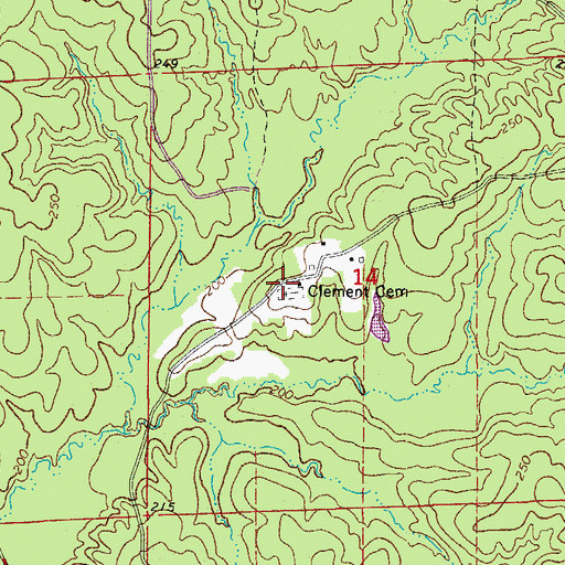 Topographic Map of Clement Cemetery, AR