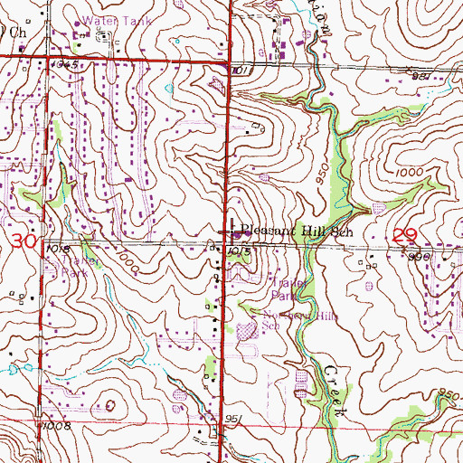 Topographic Map of Pleasant Hill Elementary School, KS
