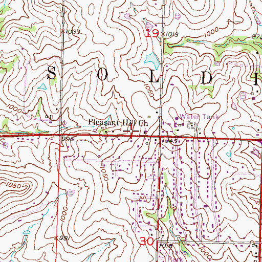 Topographic Map of Northern Hills Baptist Church, KS