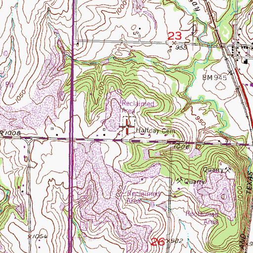 Topographic Map of Half - Day Cemetery, KS