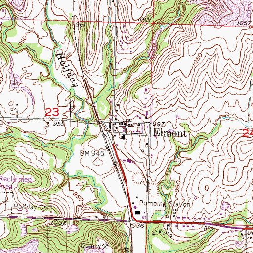 Topographic Map of Elmont, KS
