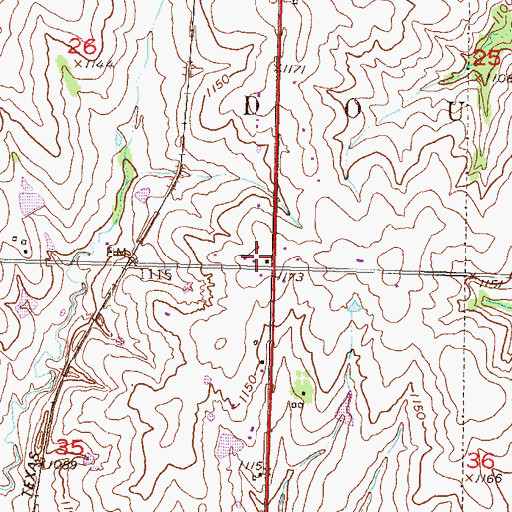 Topographic Map of South Hoyt School, KS