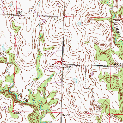 Topographic Map of Rock School, KS