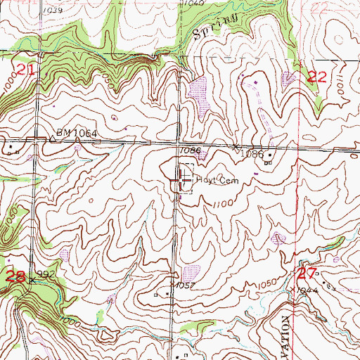 Topographic Map of Hoyt Cemetery, KS