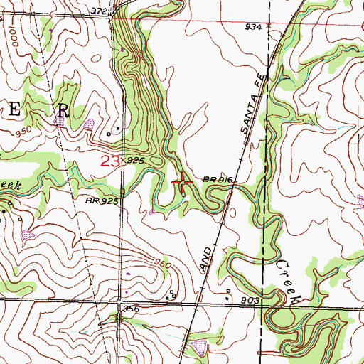 Topographic Map of Elm Creek, KS