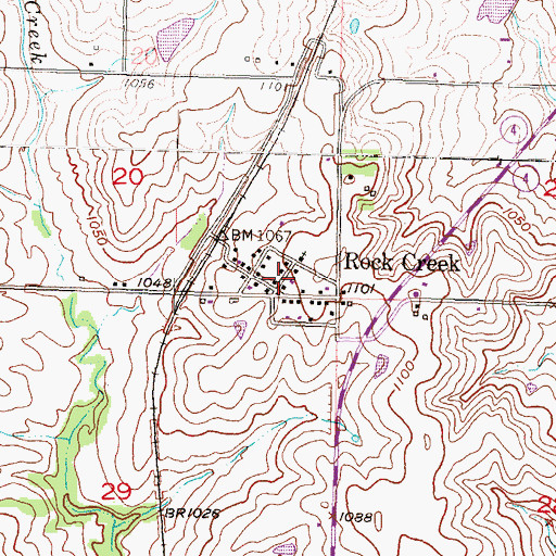 Topographic Map of Rock Creek, KS