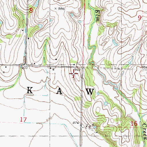 Topographic Map of Township of Kaw, KS