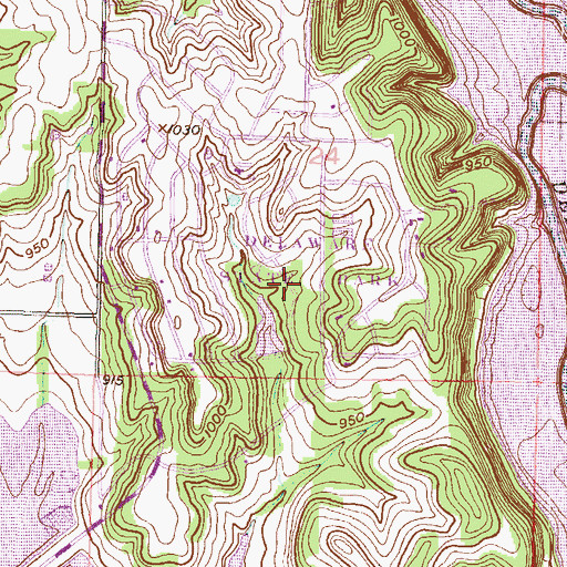 Topographic Map of Delaware State Park, KS