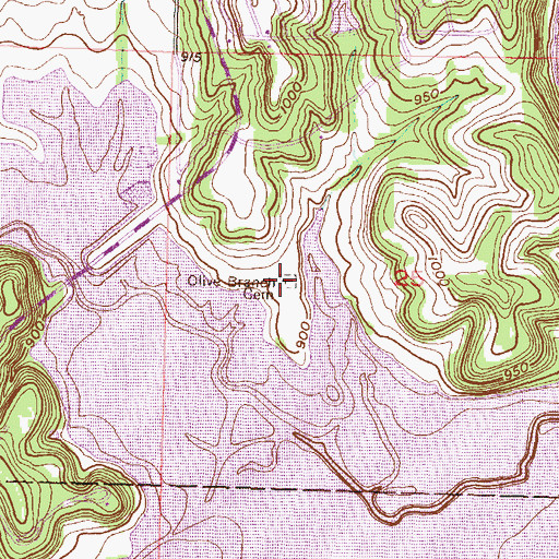 Topographic Map of Olive Branch Cemetery, KS