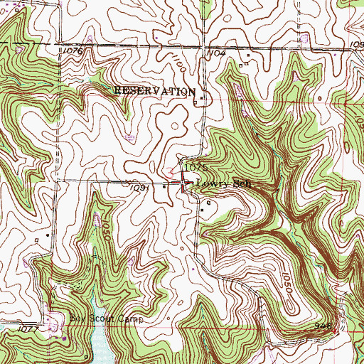 Topographic Map of Lowry School (historical), KS