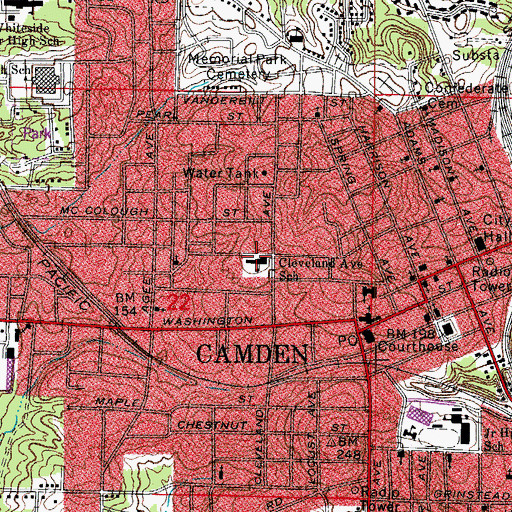 Topographic Map of Cleveland Avenue School, AR