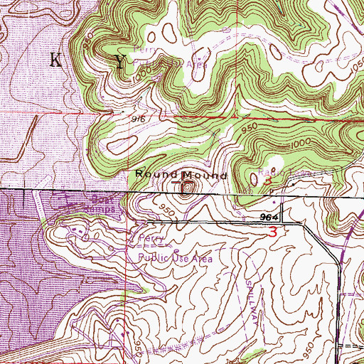 Topographic Map of Round Mound, KS