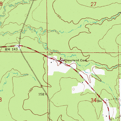 Topographic Map of Cleveland Cemetery, AR