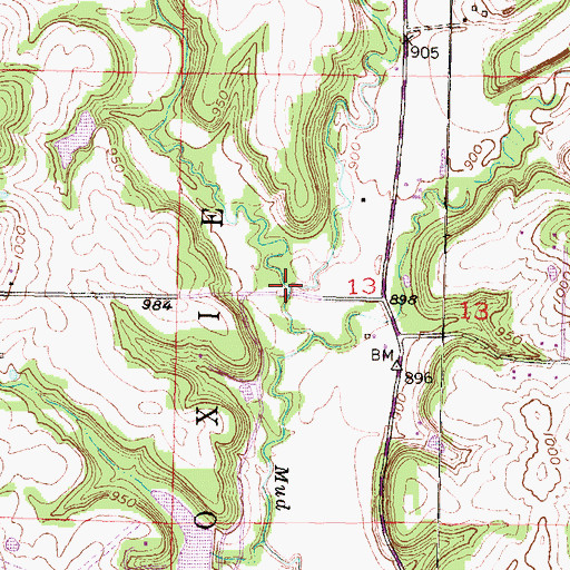 Topographic Map of Plum Creek, KS
