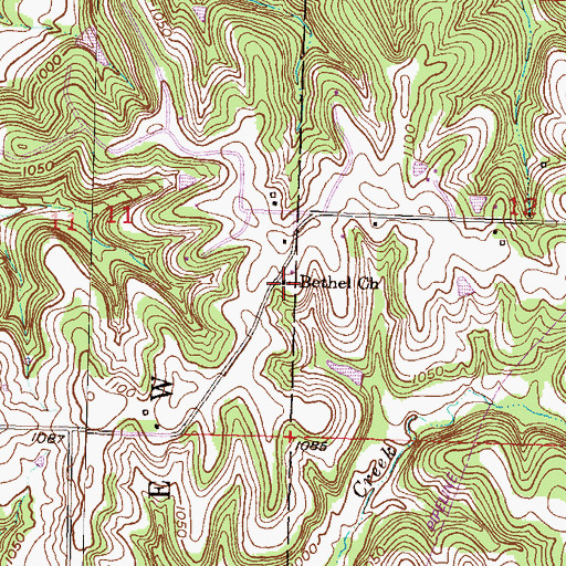 Topographic Map of Bethel Church, KS